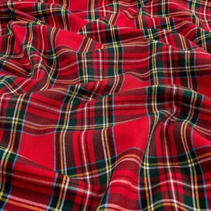 Kaufman House of Wales Lawn Plaid Red, Fabric by the Yard