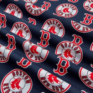 MLB Cotton Broadcloth Boston Red Sox Red/Navy, Fabric by the Yard