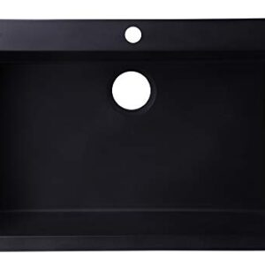 ALFI brand AB3020DI-BLA Drop-In Single Bowl Granite Composite Kitchen Sink, 30", Black