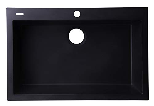 ALFI brand AB3020DI-BLA Drop-In Single Bowl Granite Composite Kitchen Sink, 30", Black