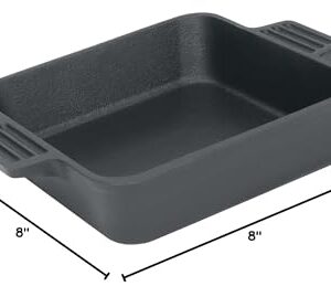 Bayou Classic 7472 8-in Cast Iron Square Cake Pan Ideal For Baking Cornbread Biscuits Cobbler and Deep Dish Pizza