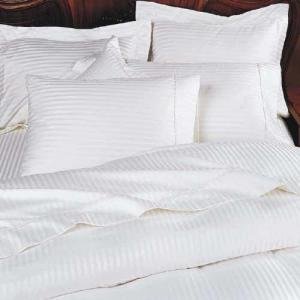 600 thread count three (3) piece queen size white stripe duvet cover set, 100% egyptian cotton, premium hotel quality