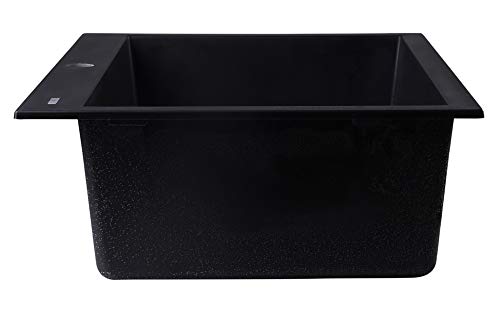 ALFI brand AB3020DI-BLA Drop-In Single Bowl Granite Composite Kitchen Sink, 30", Black