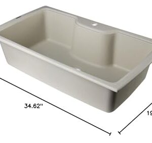 ALFI brand AB3520DI-B Drop-In Single Bowl Granite Composite Kitchen Sink, 35", Biscuit