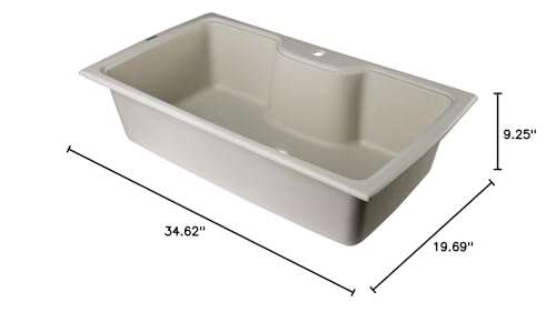 ALFI brand AB3520DI-B Drop-In Single Bowl Granite Composite Kitchen Sink, 35", Biscuit