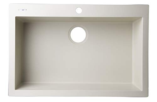 ALFI brand AB3020DI-B Drop-In Single Bowl Granite Composite Kitchen Sink, 30", Biscuit