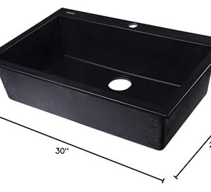 ALFI brand AB3020DI-BLA Drop-In Single Bowl Granite Composite Kitchen Sink, 30", Black