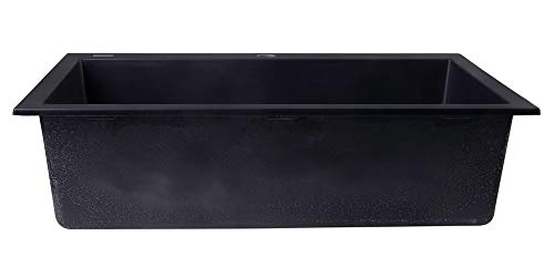 ALFI brand AB3020DI-BLA Drop-In Single Bowl Granite Composite Kitchen Sink, 30", Black