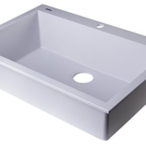 ALFI brand AB3020DI-W Drop-In Single Bowl Granite Composite Kitchen Sink, 30", White