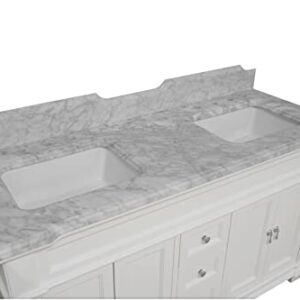 Kitchen Bath Collection Elizabeth 60-inch Double Bathroom Vanity (Carrara/White): Includes White Cabinet with Authentic Italian Carrara Marble Countertop and White Ceramic Sinks