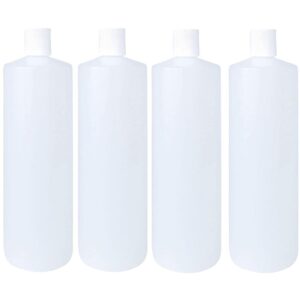 4-32 oz hdpe plastic bottles with white smooth disc top cap (4 count) reusable