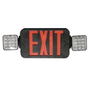 morris products square head led combo exit emergency light – high output, remote capable, red led color, black housing – 76 lumens, adjustable, (73443)