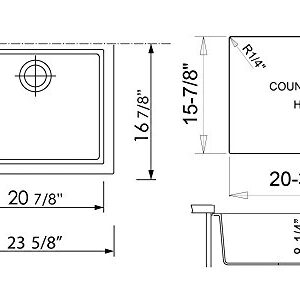 ALFI brand AB2420UM-W Undercount Single Bowl Granite Composite Kitchen Sink, 24", White