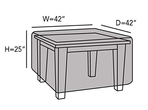 Covermates Square Dining Table Cover - Water-Resistant Polyester, Mesh Ventilation, Patio Table Covers, Full Table 42W x 42D x 25H, Khaki
