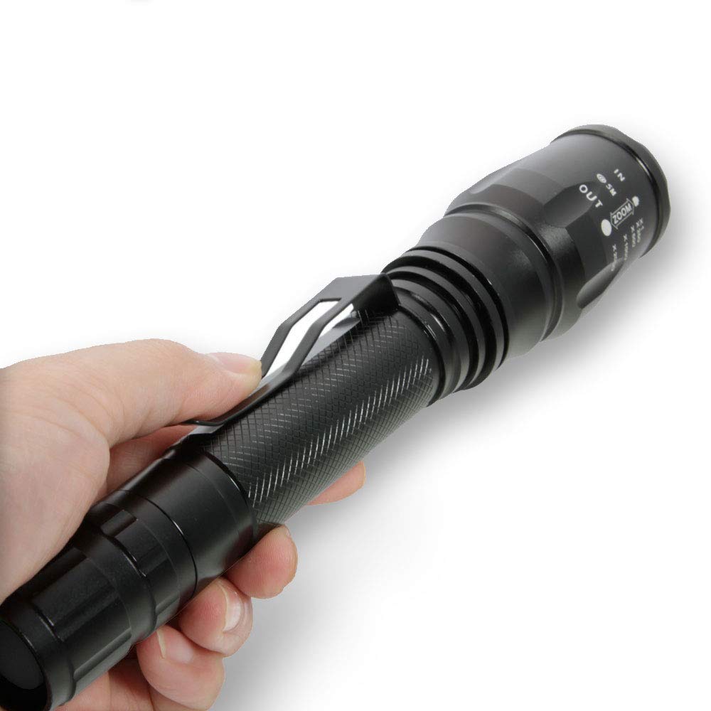 EcoGear FX Zoomable LED Tactical Flashlight Kit TK120X: 5 Light Modes, High Lumen Output, Water Resistant for Security & General Home Use - Batteries and Charger Included