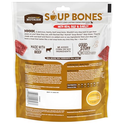 Rachael Ray Nutrish Soup Bones Dog Treats, Beef & Barley Flavor, 6 Bones