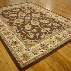 Unique Loom Voyage Collection Traditional Oriental Classic Intricate Design Area Rug, 7' 1" x 10' Rectangle, Brown/Cream