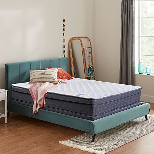 Continental Sleep 10-Inch Plush Foam Encased Hybrid Eurotop Innerspring Mattress and 4" Wood Low Profile Boxspring/Foundation Set, Queen