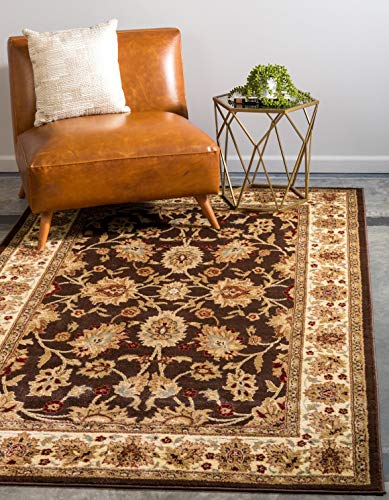 Unique Loom Voyage Collection Traditional Oriental Classic Intricate Design Area Rug, 7' 1" x 10' Rectangle, Brown/Cream