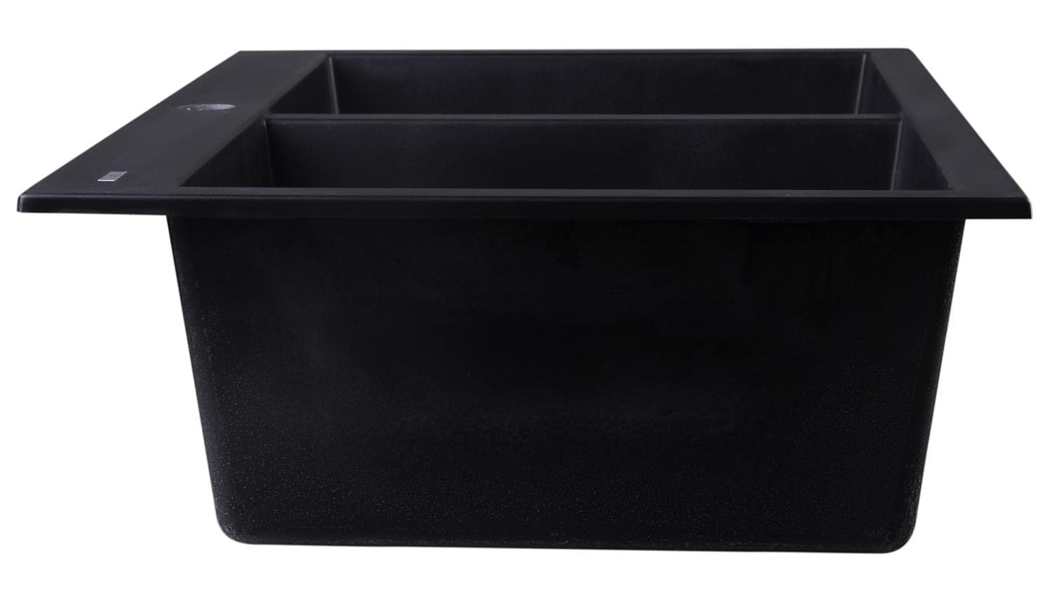 ALFI brand AB3420DI-BLA Drop-In Double Bowl Granite Composite Kitchen Sink, 34", Black