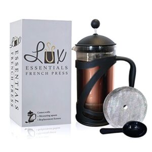 lux essentials french press coffee maker & tea set 34 oz includes replacement screen & spoon