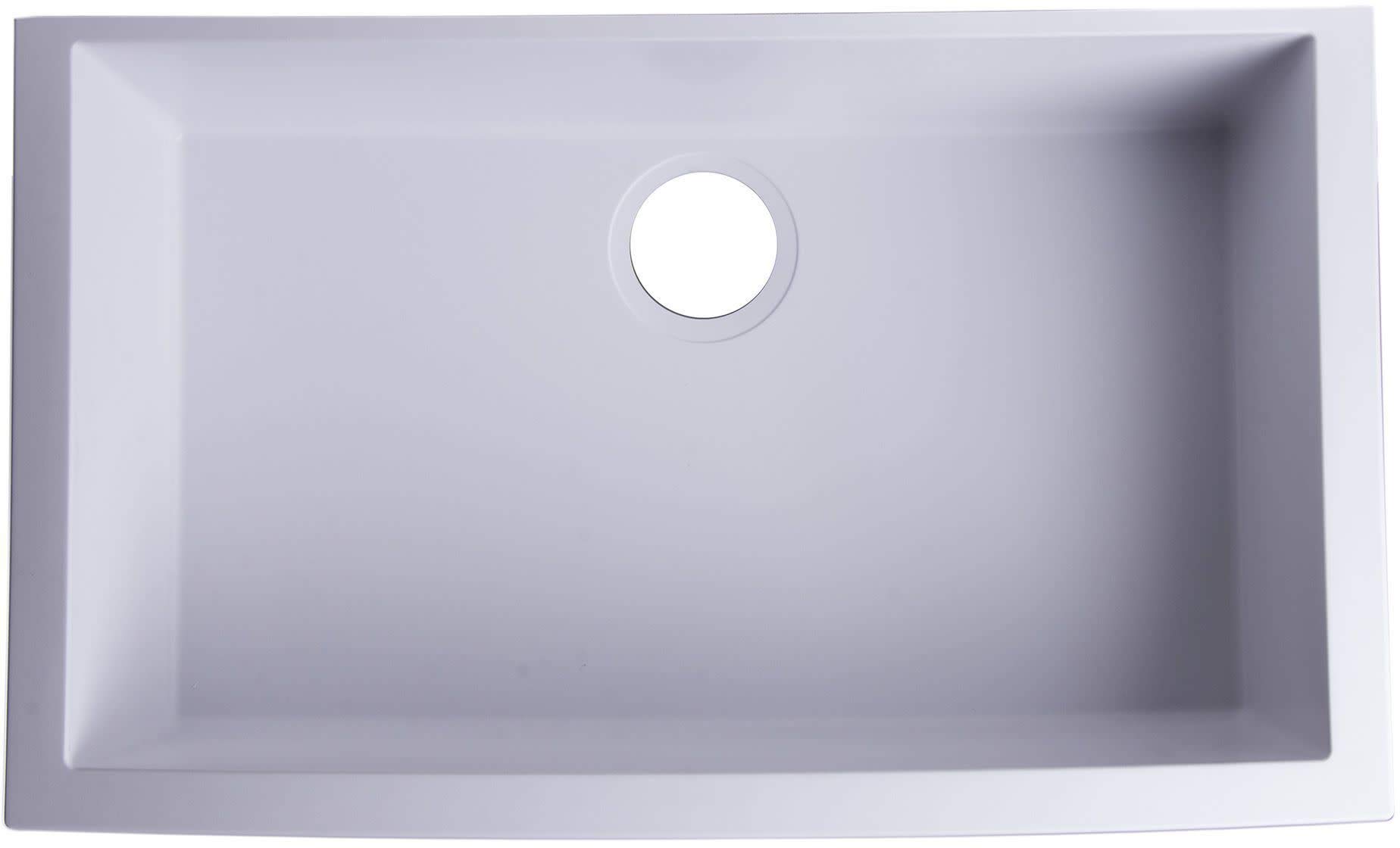 ALFI brand AB3020UM-W Undercount Single Bowl Granite Composite Kitchen Sink, 30", White