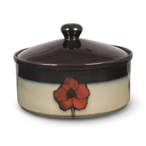 pfaltzgraff every day painted poppies round covered casserole, brown