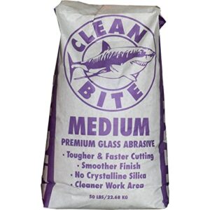 clean bite crushed glass blast media - 50-lb. bag, medium grade