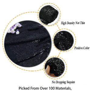 ShiDianYi 3 Feet 1 Yards-Sequin Fabric, by The Yard, Sequin Fabric, Tablecloth, Linen, for Xmas Decor (1 Yards 1PC Black)