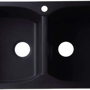 ALFI brand AB3220DI-BLA Drop-In Double Bowl Granite Composite Kitchen Sink, 32", Black