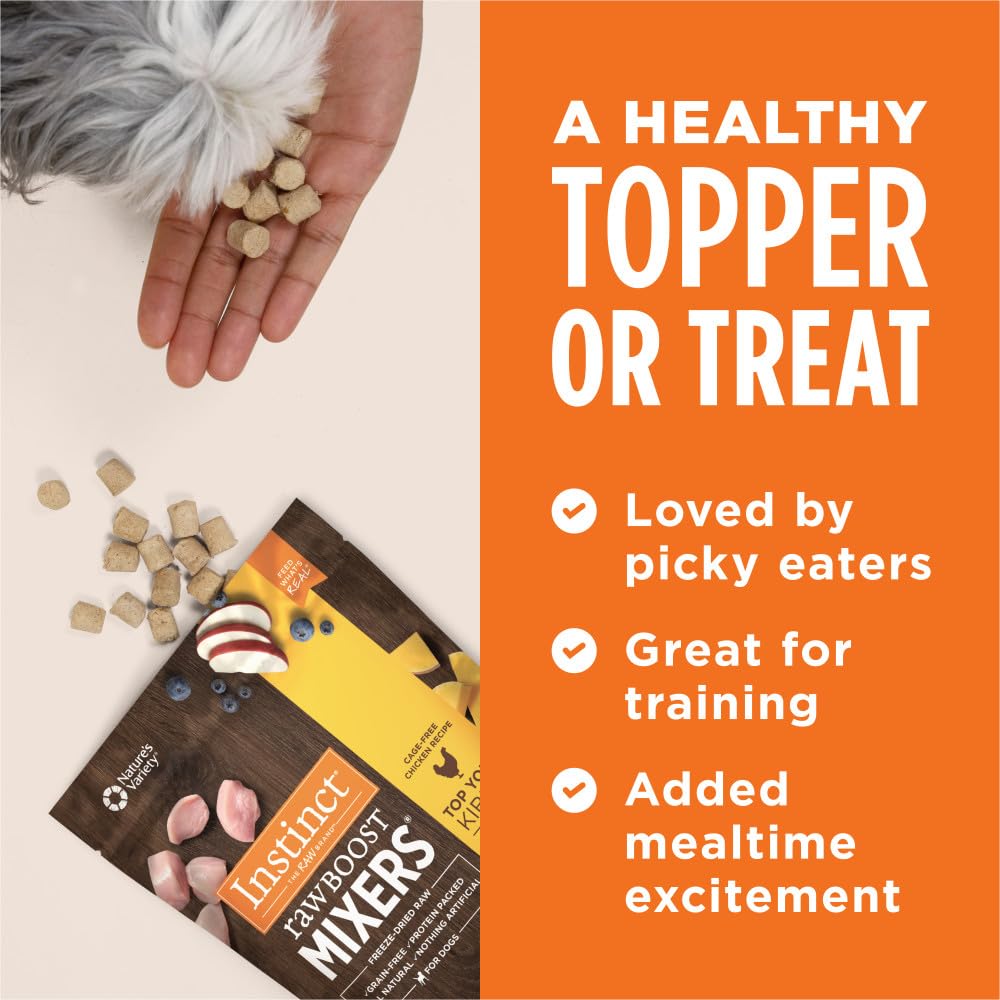 Instinct Raw Boost Mixers Freeze Dried Dog Food Toppers For Dry Food, Grain Free Dog Food Toppers with Chicken For Dogs, 14 oz