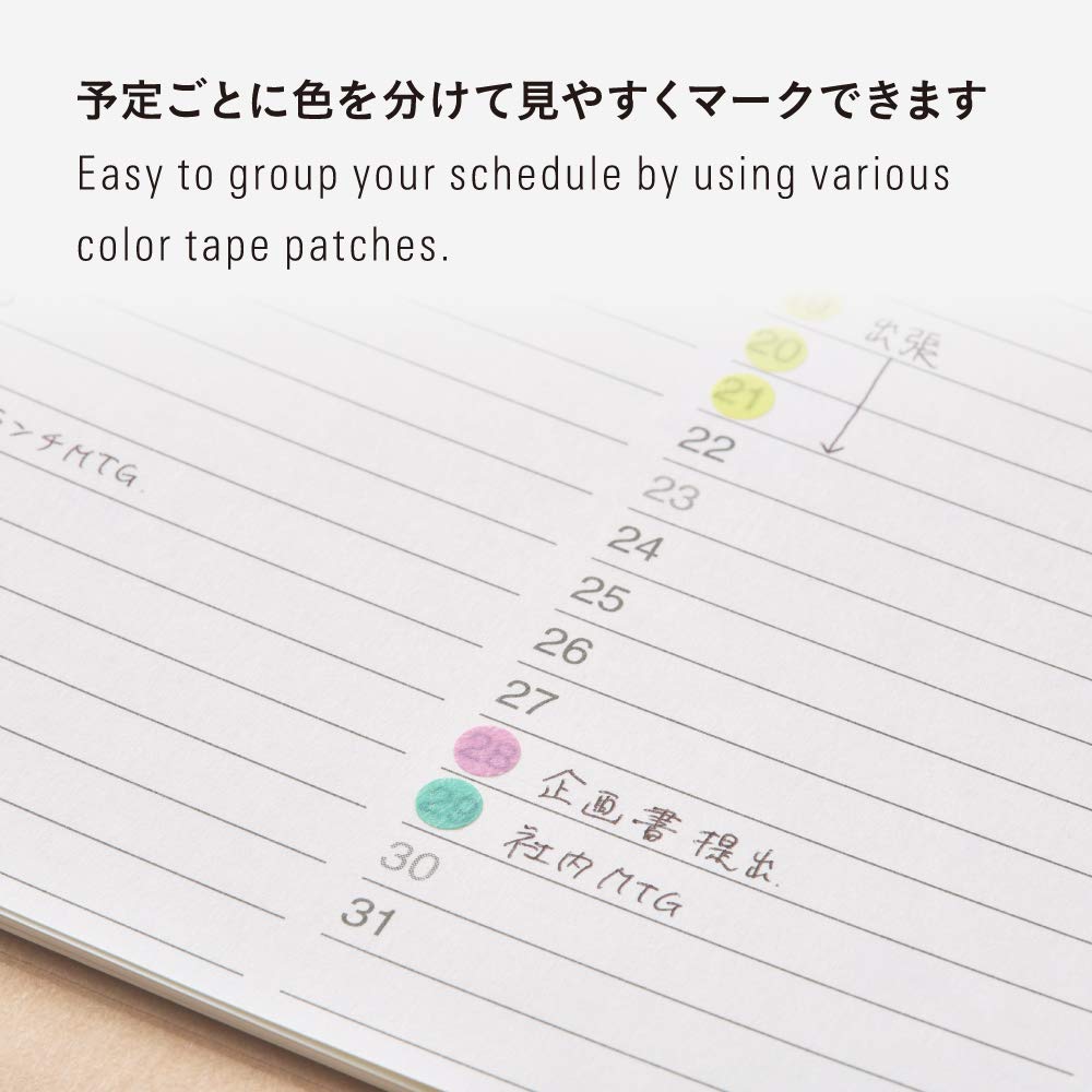 Stalogy S2 Masking Tape Dot Patches: 0.2 in. diameter / 126 dots per sheet / 5 sheets per pack / 5mm wide (Shuffle Fine)