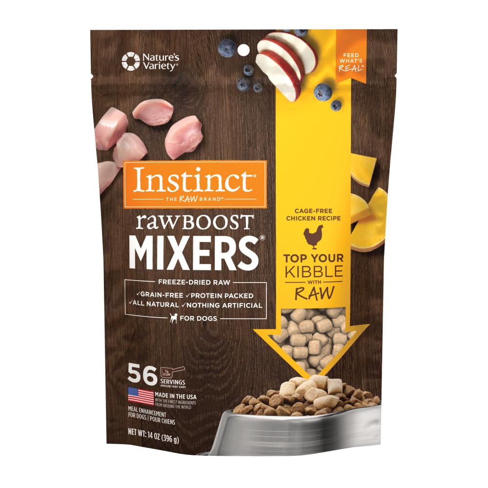 Instinct Raw Boost Mixers Freeze Dried Dog Food Toppers For Dry Food, Grain Free Dog Food Toppers with Chicken For Dogs, 14 oz