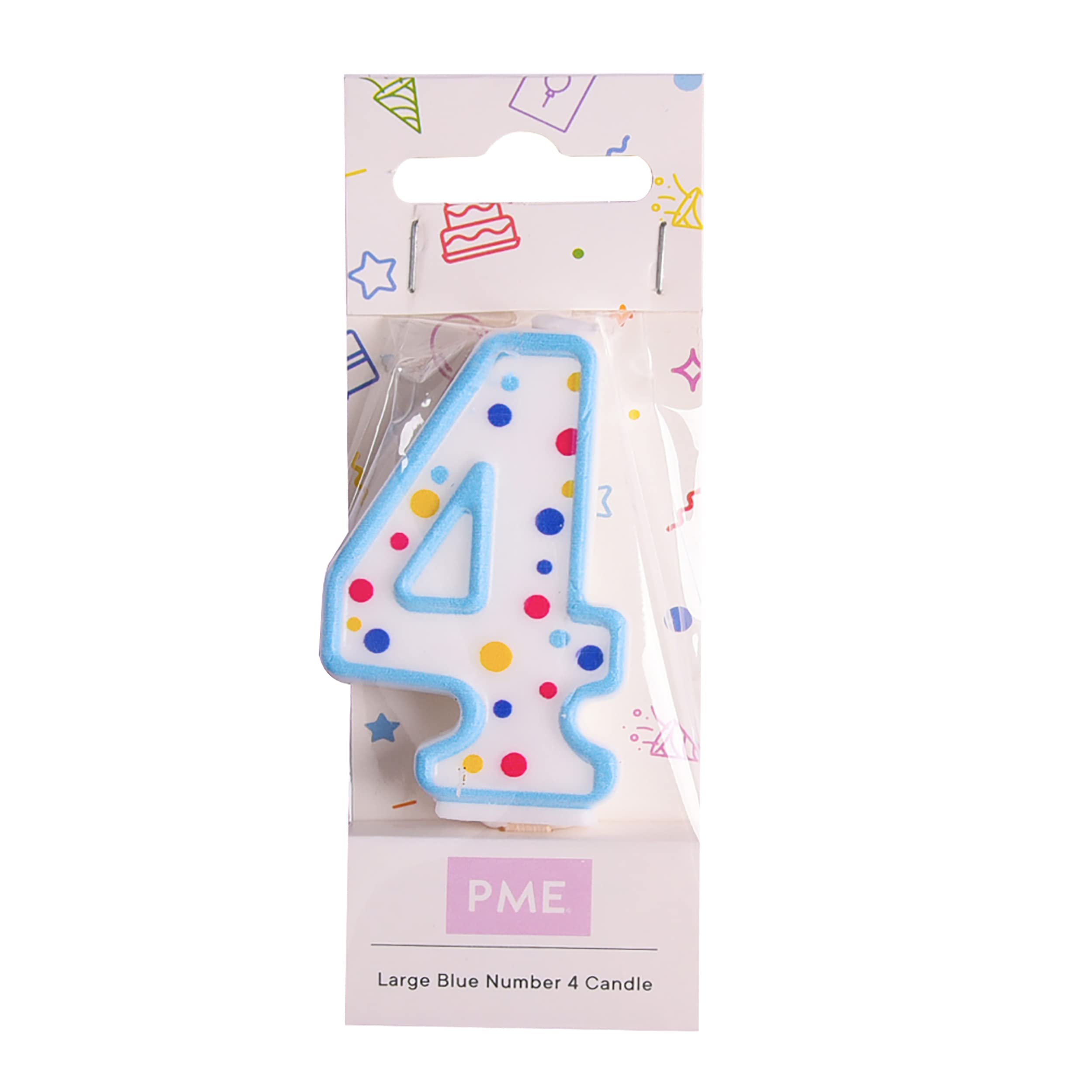 PME Blue Number 4 Candle, 2.5 inch