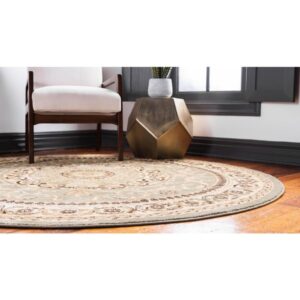 Unique Loom Versailles Collection Traditional Classic Medallion Floral Motif Area Rug (6' 0 x 6' 0 Round, Green/ Ivory)