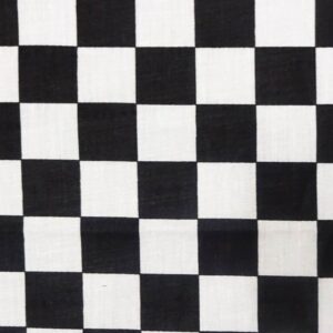 black racing checkered poly cotton, 58"/60" inches wide – sold by the yard