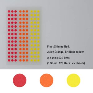 Stalogy S2 Masking Tape Dot Patches: 0.2 in. diameter / 126 dots per sheet / 5 sheets per pack / 5mm wide (Shuffle Fine)