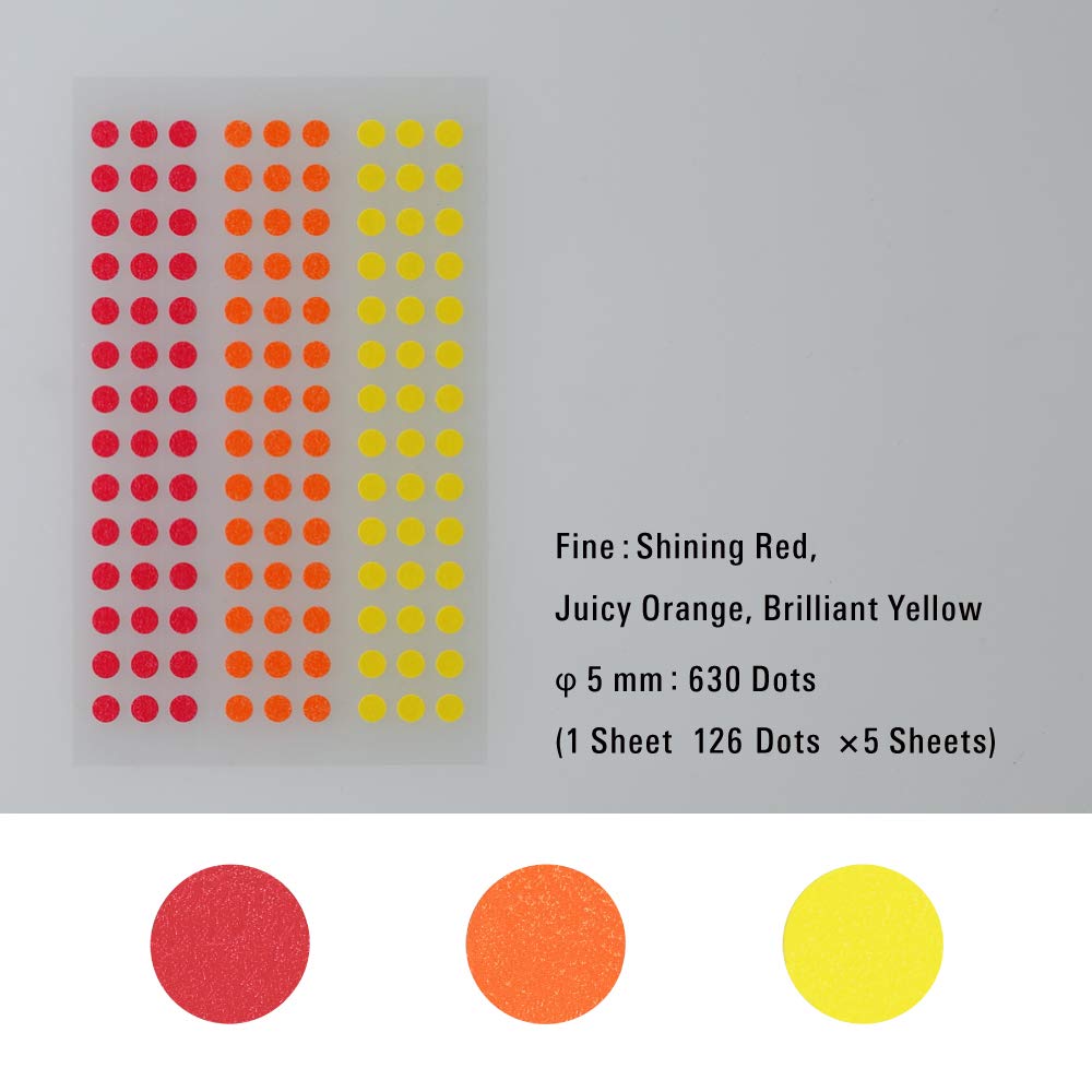 Stalogy S2 Masking Tape Dot Patches: 0.2 in. diameter / 126 dots per sheet / 5 sheets per pack / 5mm wide (Shuffle Fine)