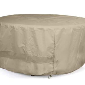 Covermates Round Dining Table Cover - Water-Resistant Polyester, Mesh Ventilation, Patio Table Covers, 30DIAMETER x 25H, Khaki