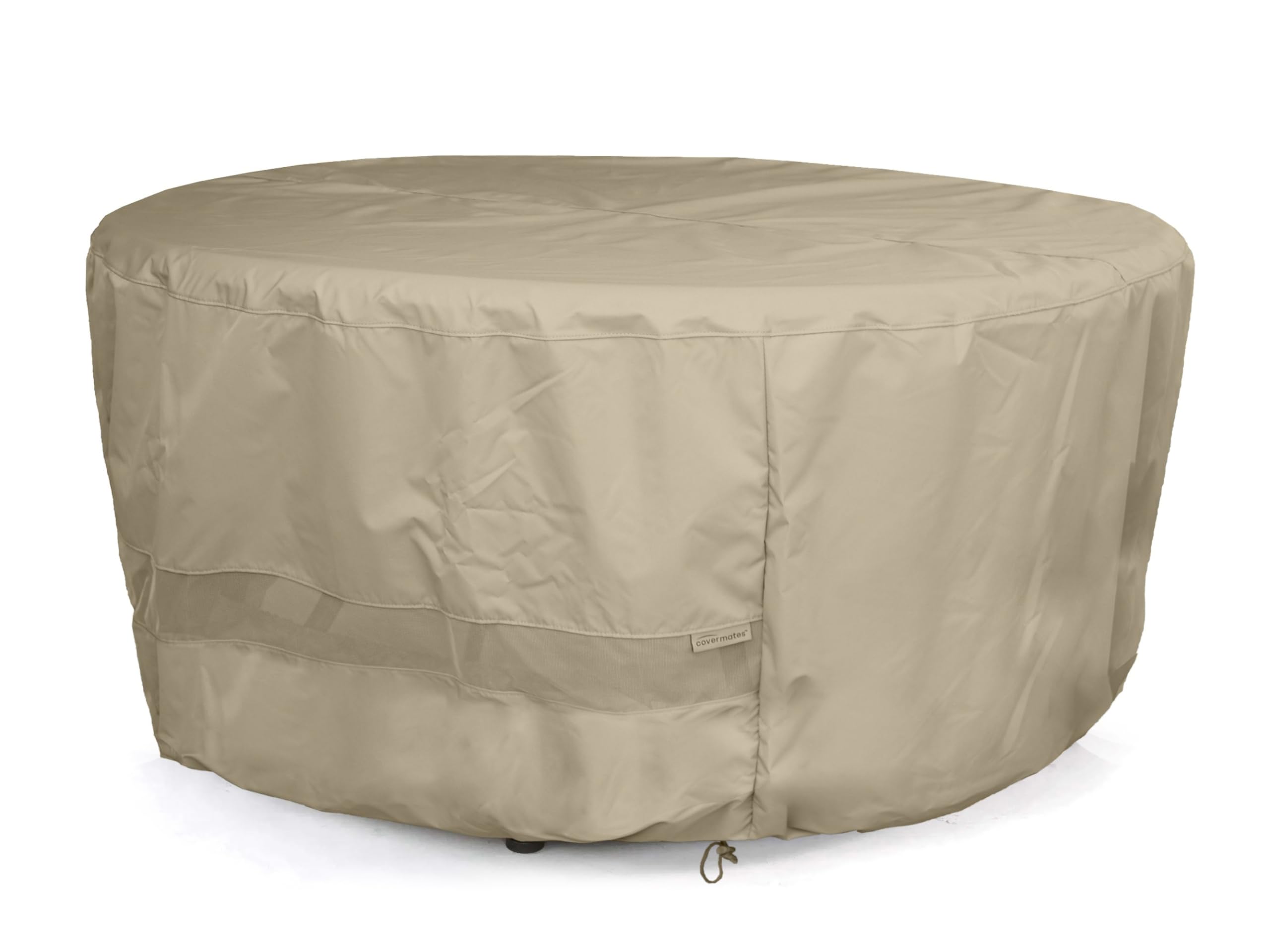 Covermates Round Dining Table Cover - Water-Resistant Polyester, Mesh Ventilation, Patio Table Covers, 30DIAMETER x 25H, Khaki