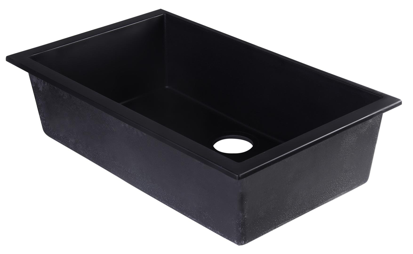 ALFI brand AB3020UM-BLA Undercount Single Bowl Granite Composite Kitchen Sink, 30", Black