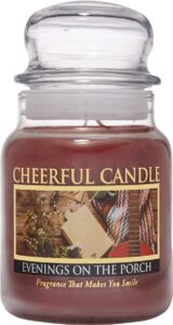 a cheerful giver - evenings on the porch scented glass jar candle (6 oz) with lid & true to life fragrance made in usa