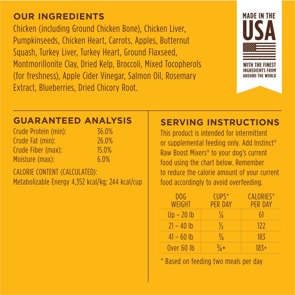 Instinct Raw Boost Mixers Freeze Dried Dog Food Toppers For Dry Food, Grain Free Dog Food Toppers with Chicken For Dogs, 14 oz