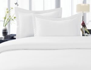 elegant comfort 1500 premium hotel quality microfiber 3 piece wrinkle free and fade resistant luxurious duvet cover set, full/queen, white