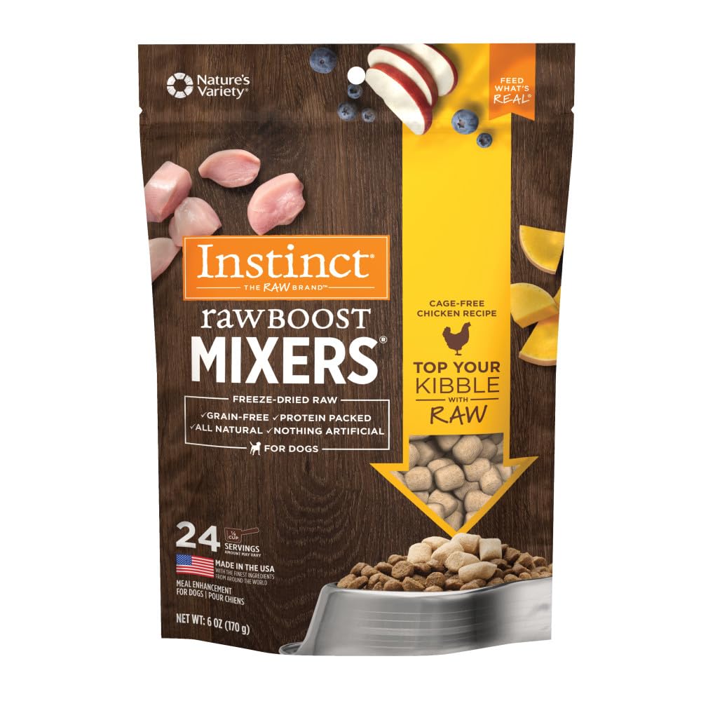 Instinct Raw Boost Mixers Freeze Dried Dog Food Toppers For Dry Food, Grain Free Dog Food Toppers with Chicken For Dogs, 6 oz