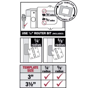 Milescraft 1222 Hinge Mate 150 – Door Hinge Installation Kit/Mortiser Template, Door Hinge Jig, Door Router Template fits 3” and 3.5” Hinges, Fits Most Doors