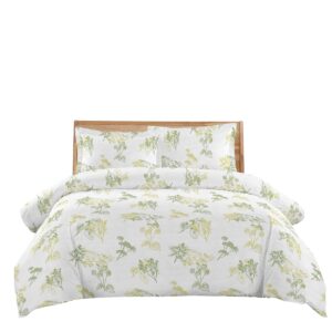 royal tradition heavyweight flannel, 100-percent cotton queen 3pc duvet cover set, hedgerow print, 170 gsm