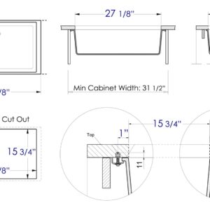 ALFI brand AB3020UM-BLA Undercount Single Bowl Granite Composite Kitchen Sink, 30", Black