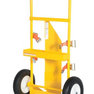 Vestil CYL-E Steel Cylinder Torch Cart with Pneumatic Wheels 23 in. x 34-1/2 in. x 57 in. 500 Lb. Capacity Yellow