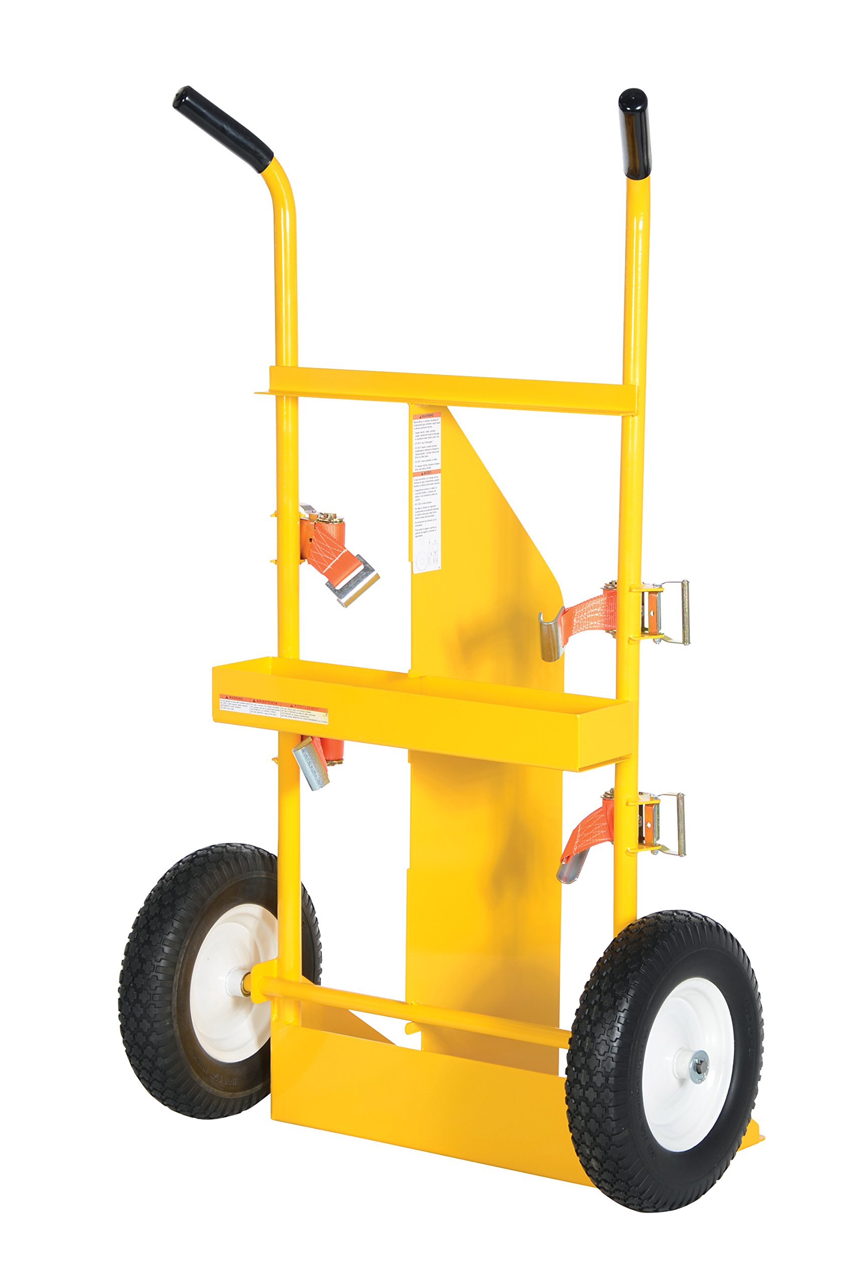 Vestil CYL-E Steel Cylinder Torch Cart with Pneumatic Wheels 23 in. x 34-1/2 in. x 57 in. 500 Lb. Capacity Yellow